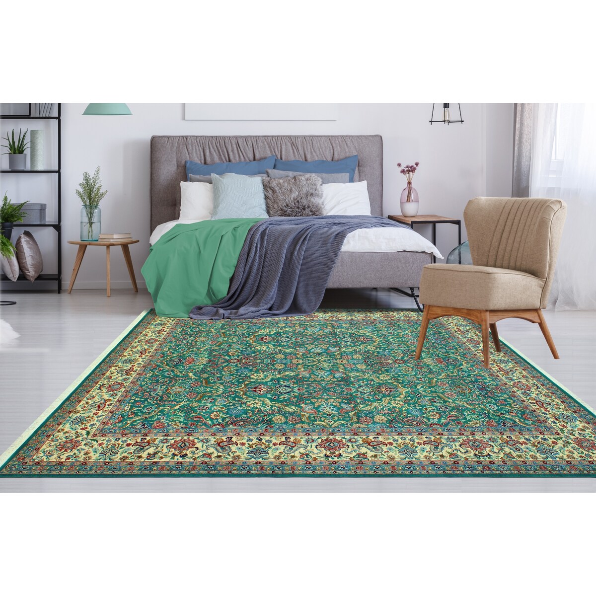 Pak-Persian Curtis Green/Ivory Rug - 8'1" x 10'0"