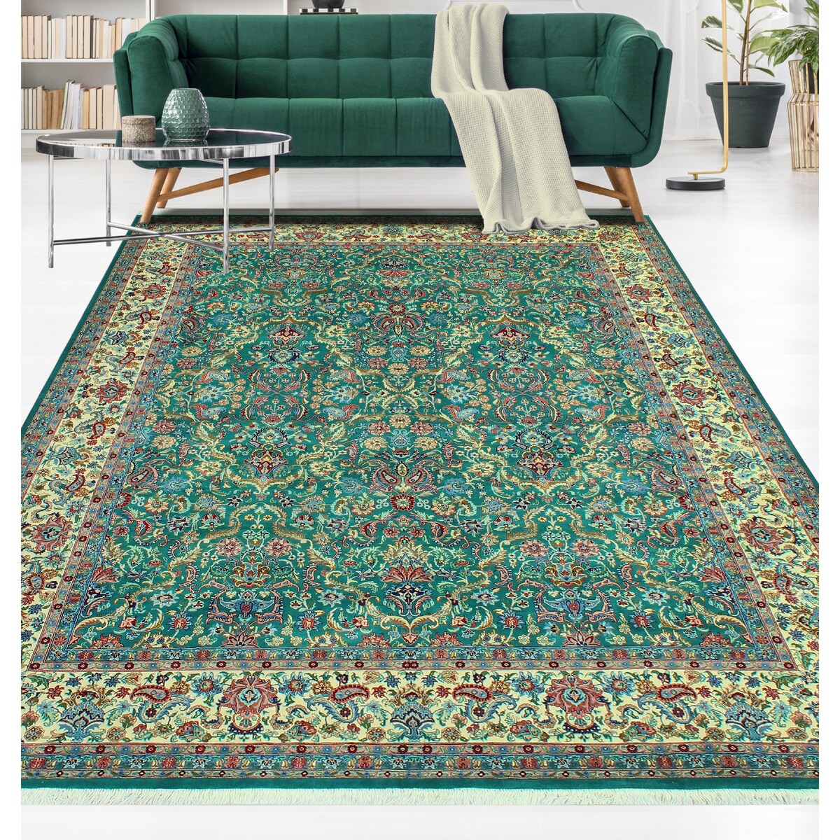 Pak-Persian Curtis Green/Ivory Rug - 8'1" x 10'0"