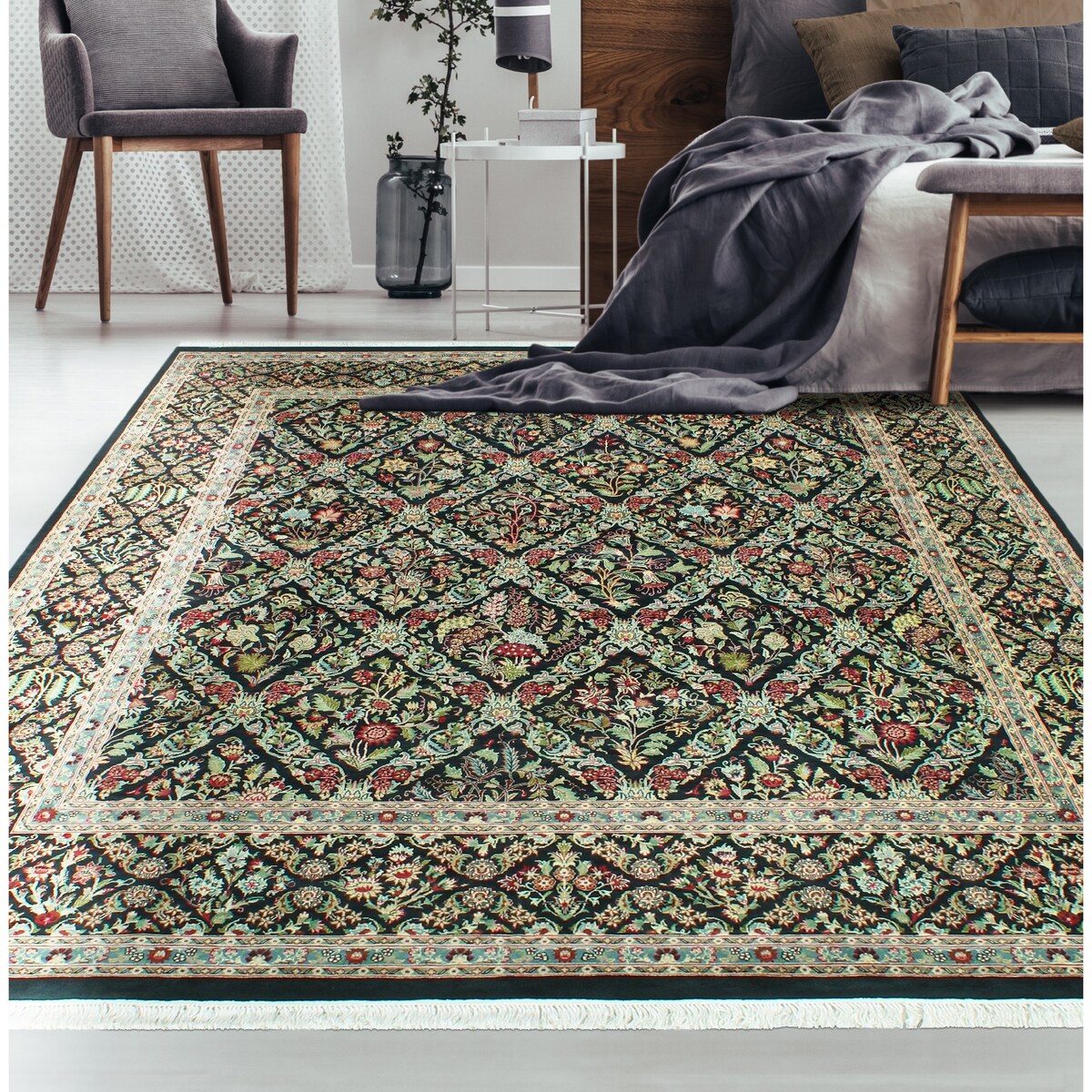 Pak-Persian Desmond Black/Grey Round Rug - 9'0" x 9'1"