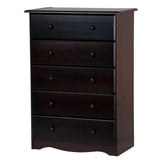 Palace Imports 100% Solid Wood 5-Drawer Chest with Metal or Wooden Knobs