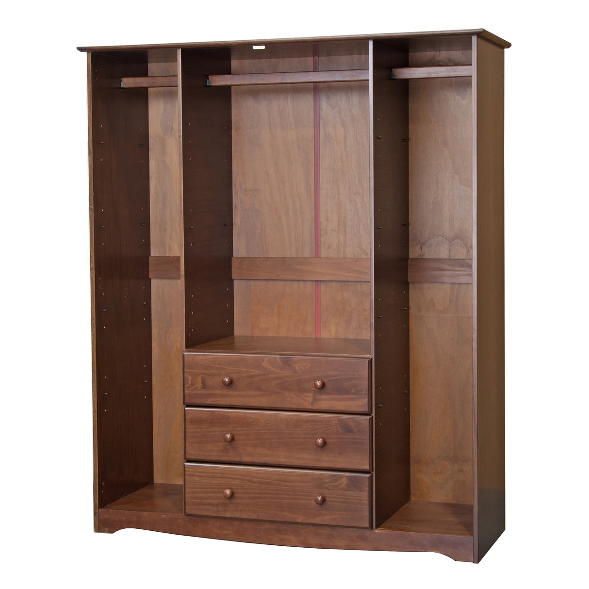 Palace Imports 100% Solid Wood Family 4-Door Wardrobe Armoire with Metal or Wooden Knobs