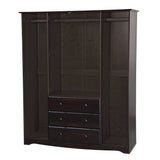 Palace Imports 100% Solid Wood Family 4-Door Wardrobe Armoire with Metal or Wooden Knobs