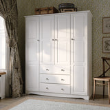 Palace Imports 100% Solid Wood Family 4-Door Wardrobe Armoire with Metal or Wooden Knobs