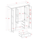 Palace Imports 100% Solid Wood Family 4-Door Wardrobe Armoire with Metal or Wooden Knobs