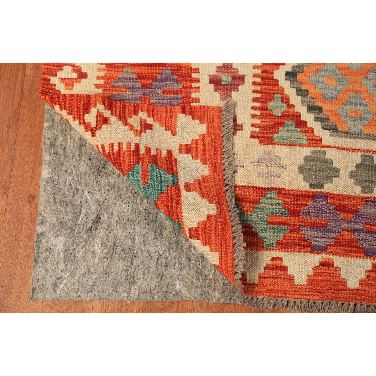 Palace Size Orange Kilim Oriental Rug Hand-Woven Wool Carpet - 10'4"x 16'1"