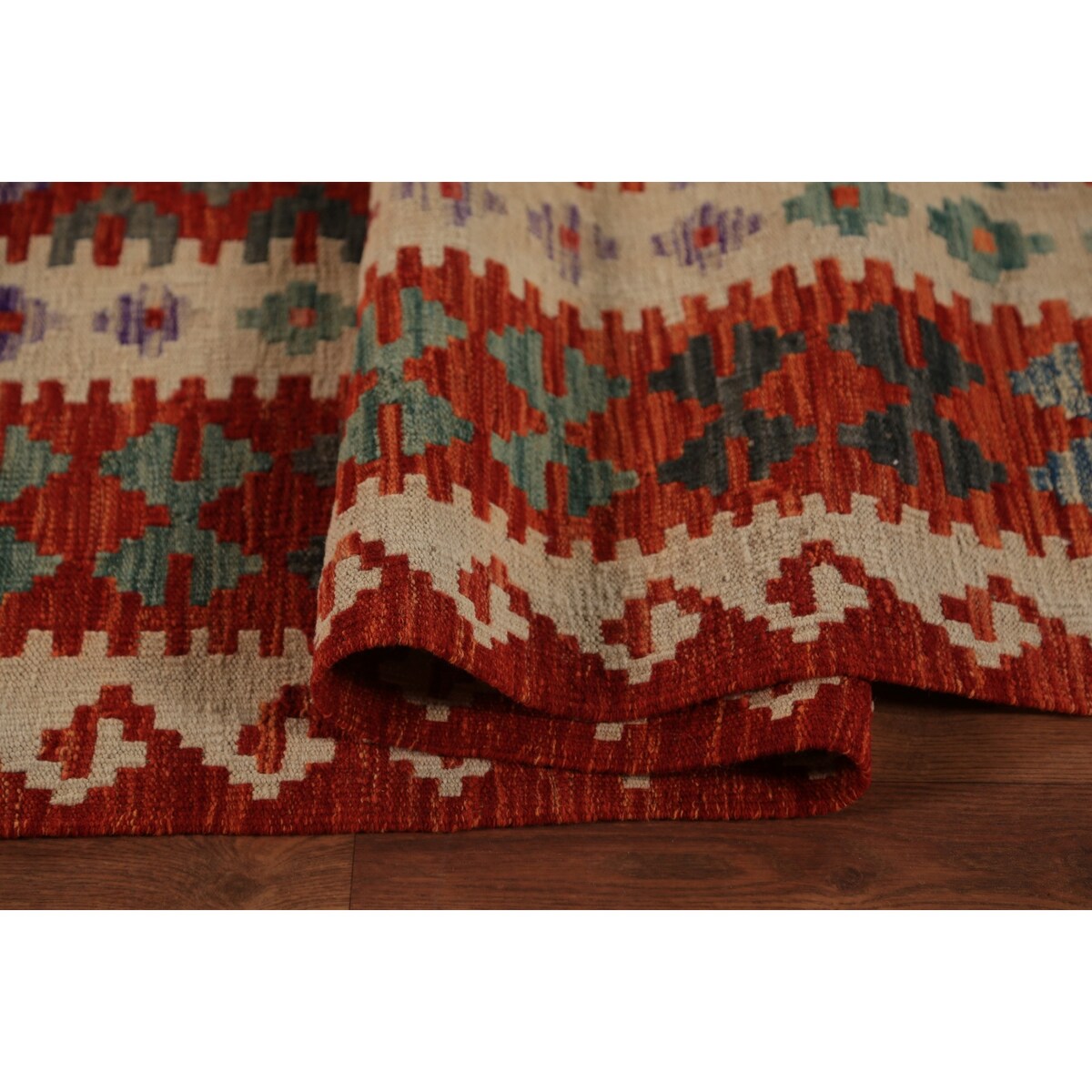 Palace Size Orange Kilim Oriental Rug Hand-Woven Wool Carpet - 10'4"x 16'1"