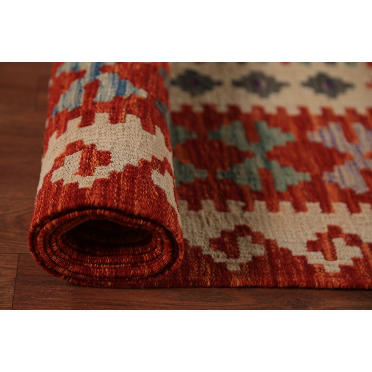 Palace Size Orange Kilim Oriental Rug Hand-Woven Wool Carpet - 10'4"x 16'1"