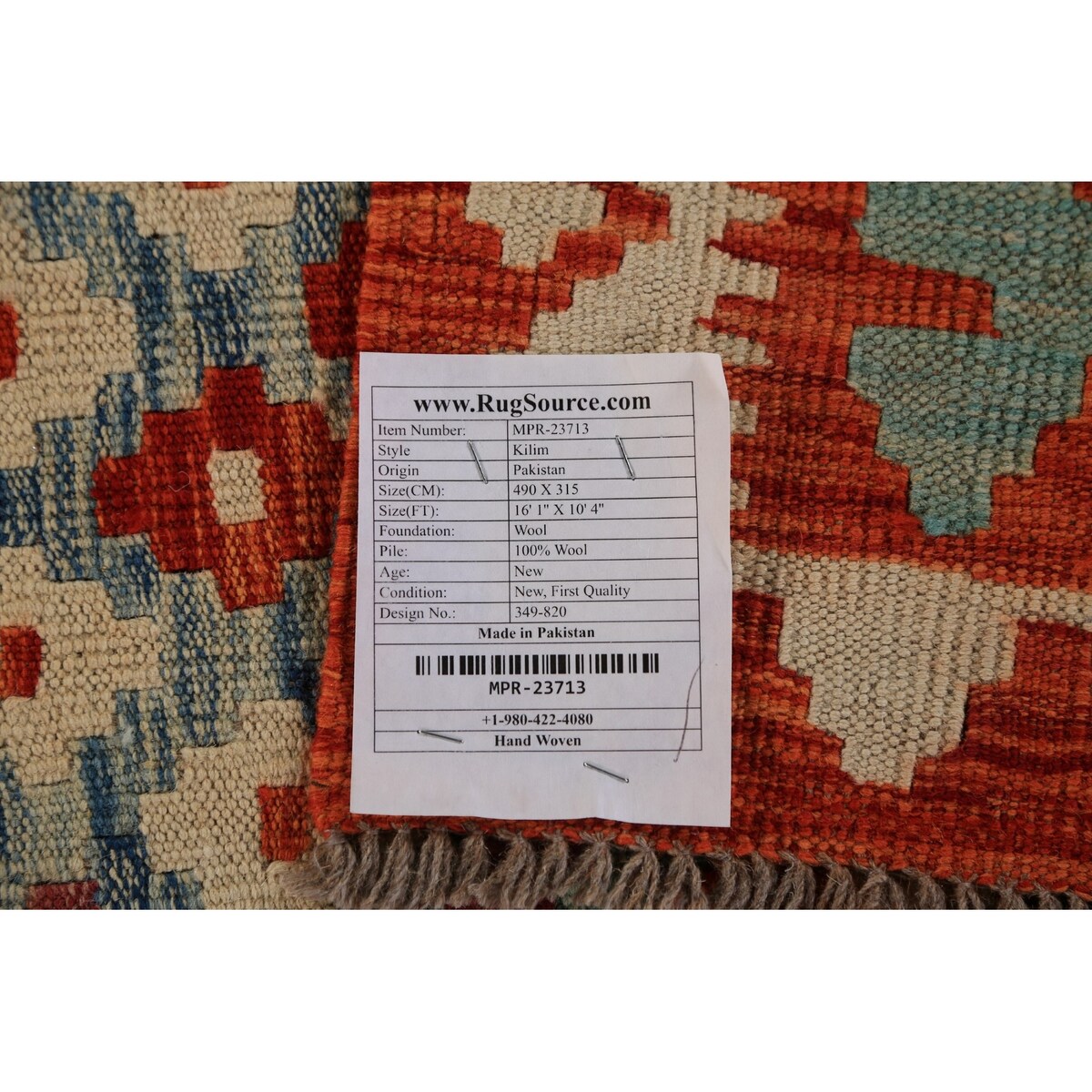Palace Size Orange Kilim Oriental Rug Hand-Woven Wool Carpet - 10'4"x 16'1"