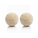 "Palay" Shell Decorative Ball, White (Set of 2)