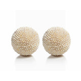 "Palay" Shell Decorative Ball, White (Set of 2)