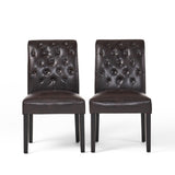 Palermo Brown Bonded Leather Tufted Dining Chair (Set of 2) by Christopher Knight Home
