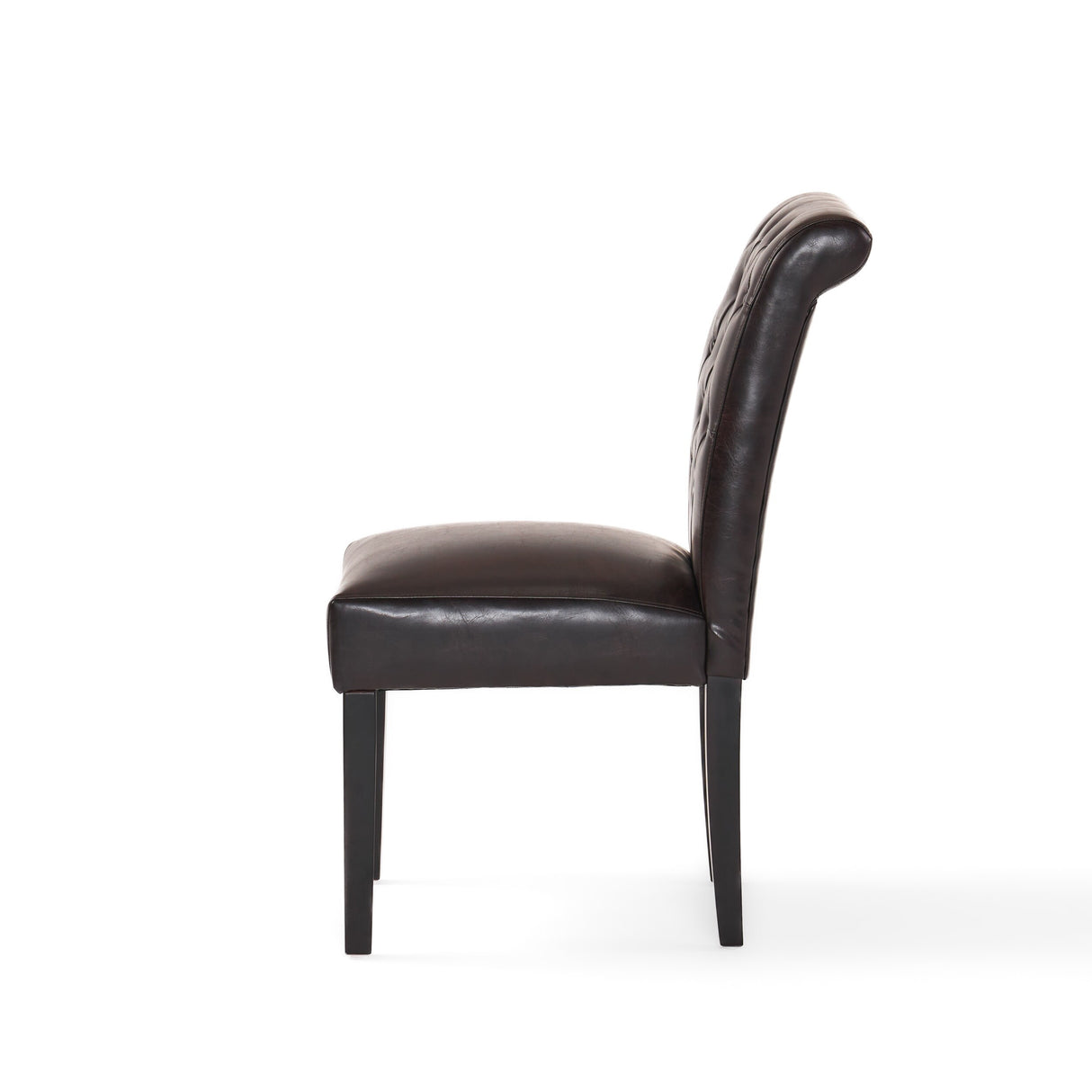 Palermo Brown Bonded Leather Tufted Dining Chair (Set of 2) by Christopher Knight Home