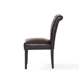 Palermo Brown Bonded Leather Tufted Dining Chair (Set of 2) by Christopher Knight Home