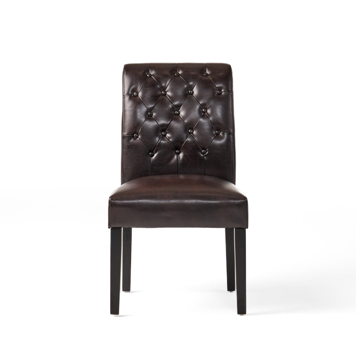 Palermo Brown Bonded Leather Tufted Dining Chair (Set of 2) by Christopher Knight Home