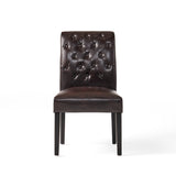 Palermo Brown Bonded Leather Tufted Dining Chair (Set of 2) by Christopher Knight Home