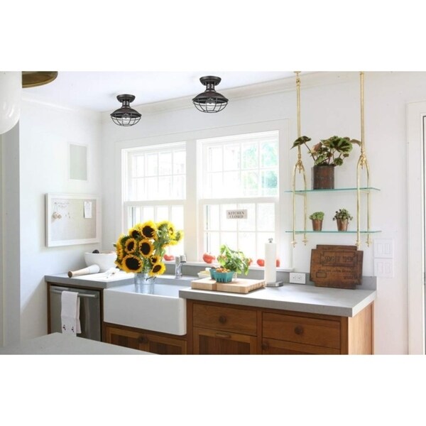 Palermo Rustic Mini Cage Semi Flush Ceiling Lights