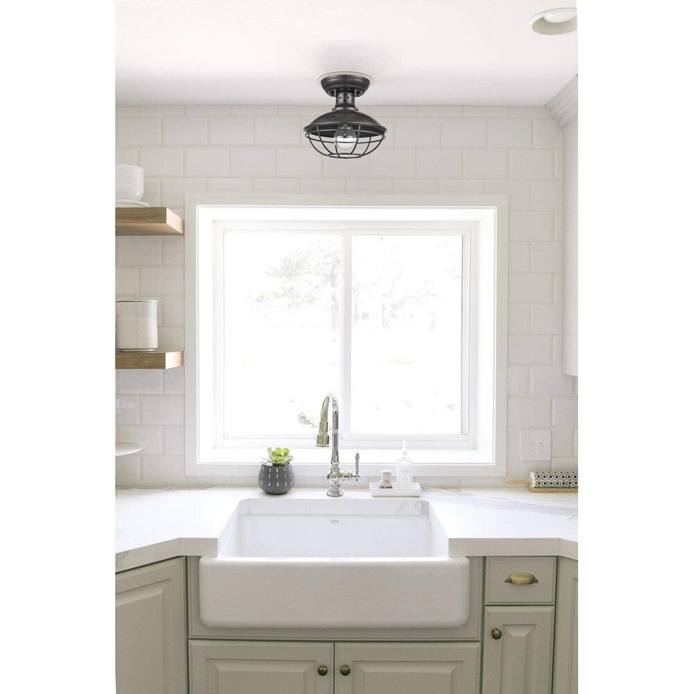 Palermo Rustic Mini Cage Semi Flush Ceiling Lights