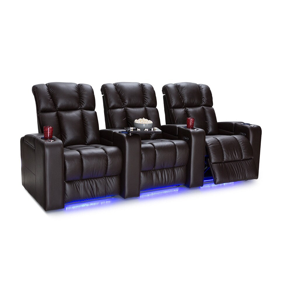 Palliser Collingwood Leather Home Theater Seating Power Recline - Row of 3, Brown