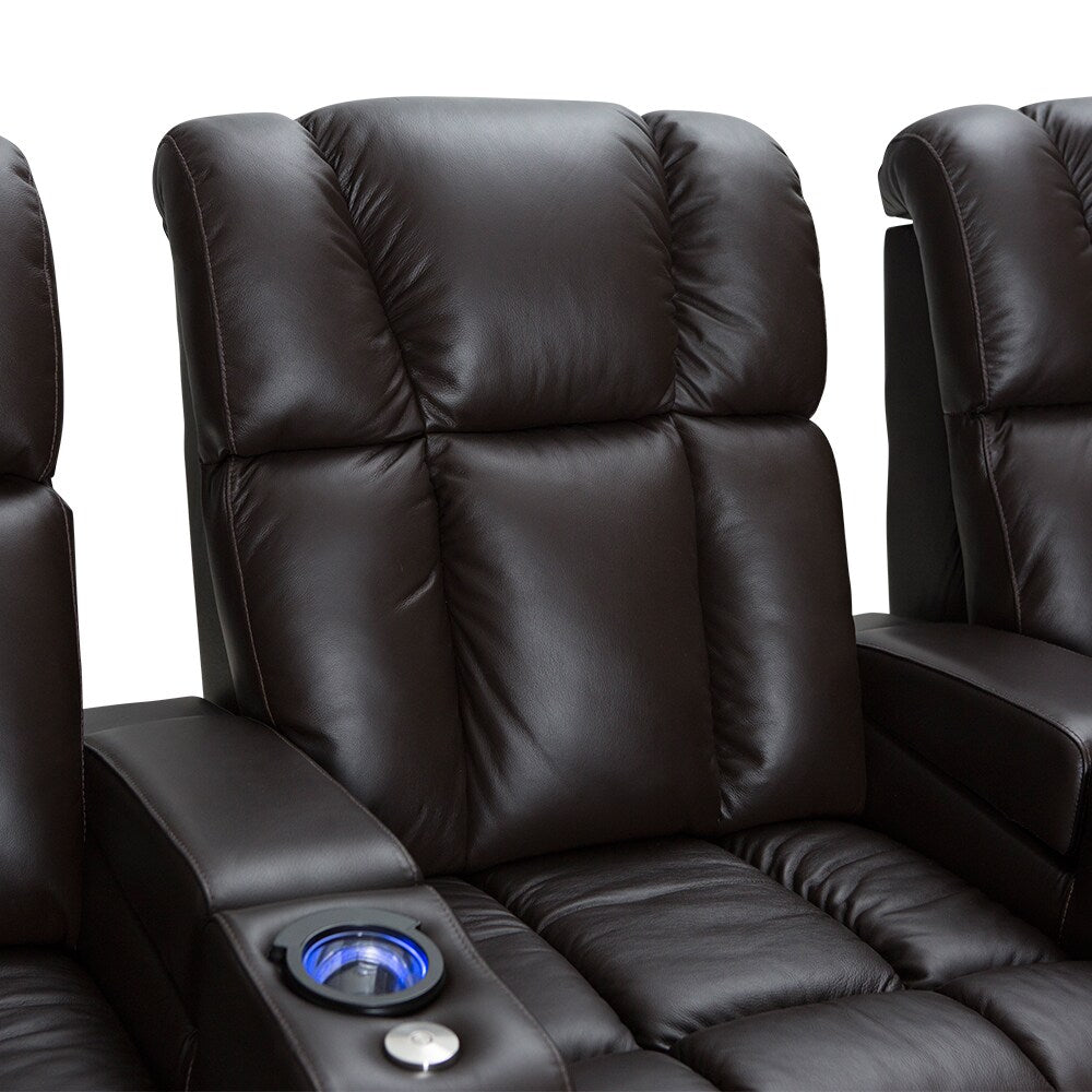 Palliser Collingwood Leather Home Theater Seating Power Recline - Row of 3, Brown