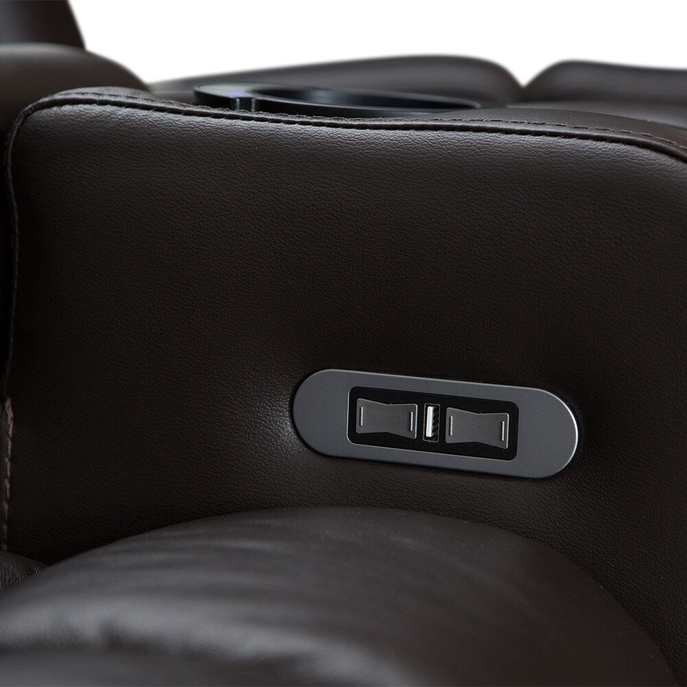 Palliser Collingwood Leather Home Theater Seating Power Recline - Row of 3, Brown