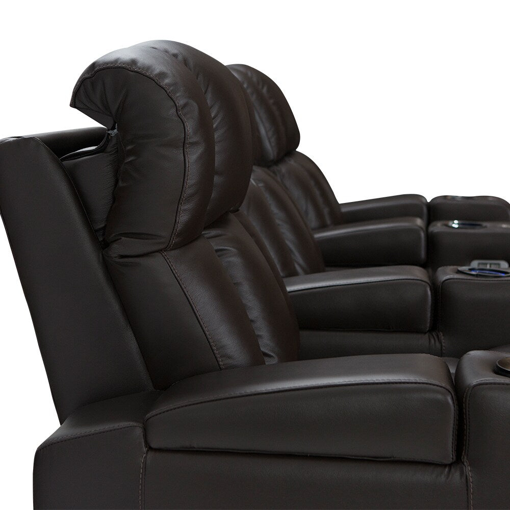 Palliser Collingwood Leather Home Theater Seating Power Recline - Row of 3, Brown