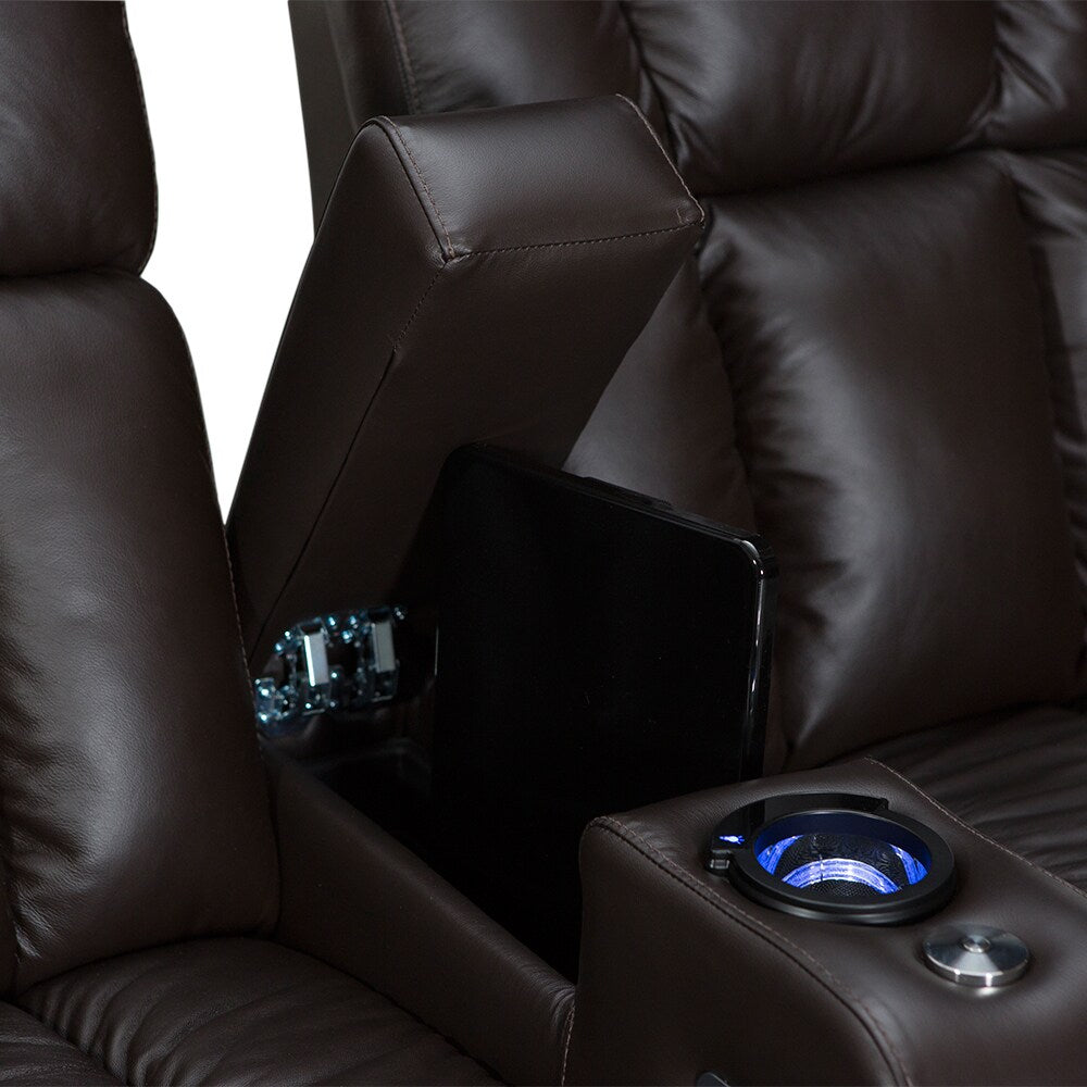 Palliser Collingwood Leather Home Theater Seating Power Recline - Row of 3, Brown