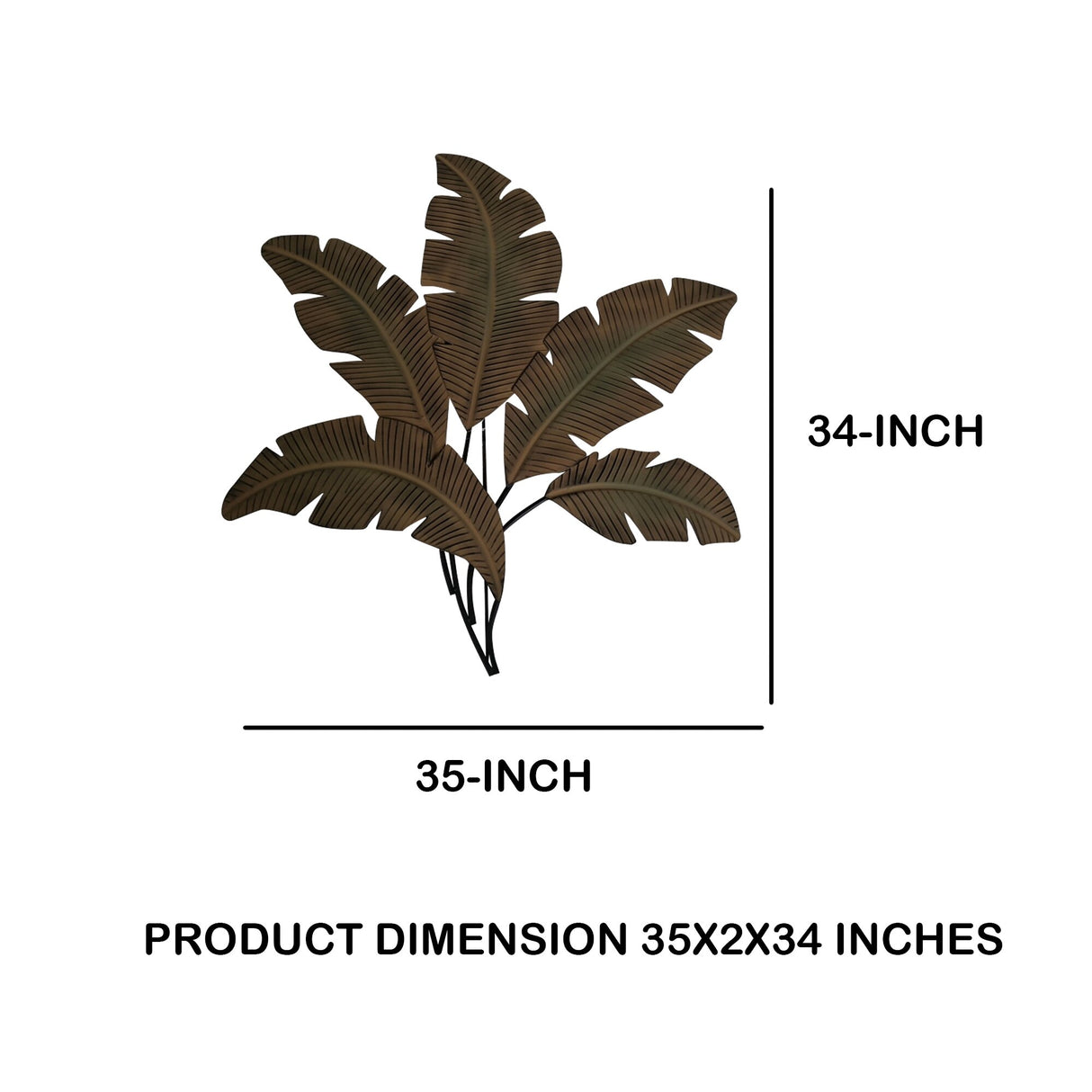 Palm Leaf Hanging Metal Wall Art Decor, Green and Brown