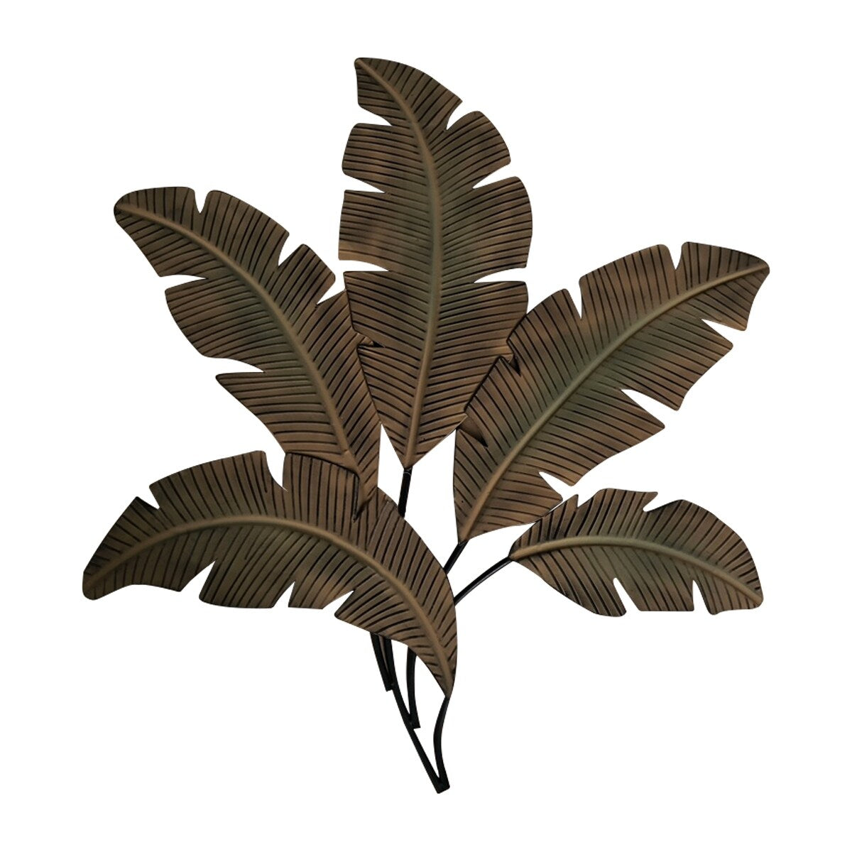 Palm Leaf Hanging Metal Wall Art Decor, Green and Brown