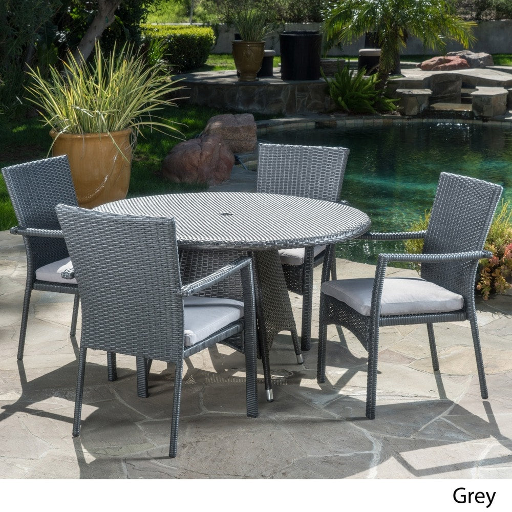 Palmers Outdoor 5-piece Wicker Dining Set with Cushions by Christopher Knight Home