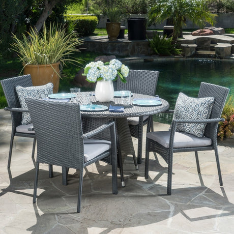 Palmers Outdoor 5-piece Wicker Dining Set with Cushions by Christopher Knight Home