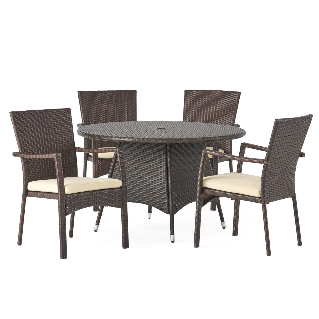 Palmers Outdoor 5-piece Wicker Dining Set with Cushions by Christopher Knight Home