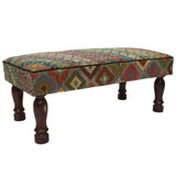 Palmira Gray/Purple Handmade Kilim Upholstered Settee - 24"x48"x21"