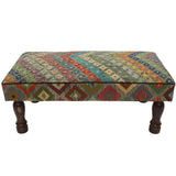Palmira Gray/Purple Handmade Kilim Upholstered Settee - 24"x48"x21"