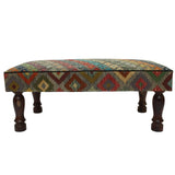 Palmira Gray/Purple Handmade Kilim Upholstered Settee - 24"x48"x21"