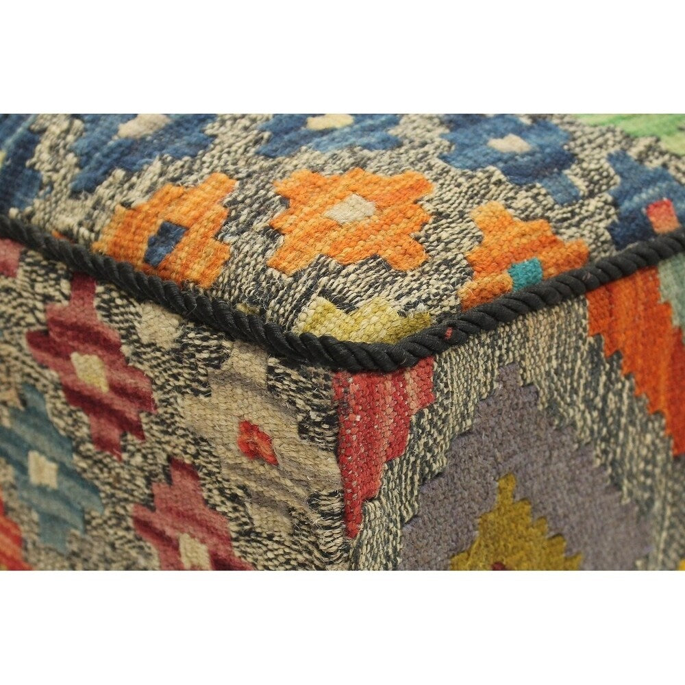 Palmira Gray/Purple Handmade Kilim Upholstered Settee - 24"x48"x21"