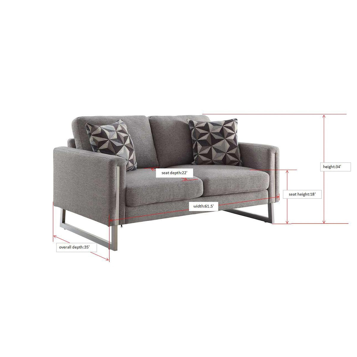 Paloma Contemporary Grey Loveseat
