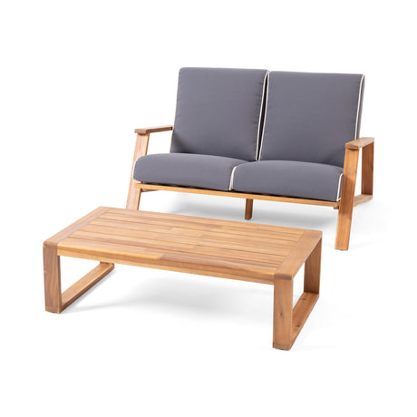 Paloma Acacia Wood Outdoor Loveseat Set by Christopher Knight Home