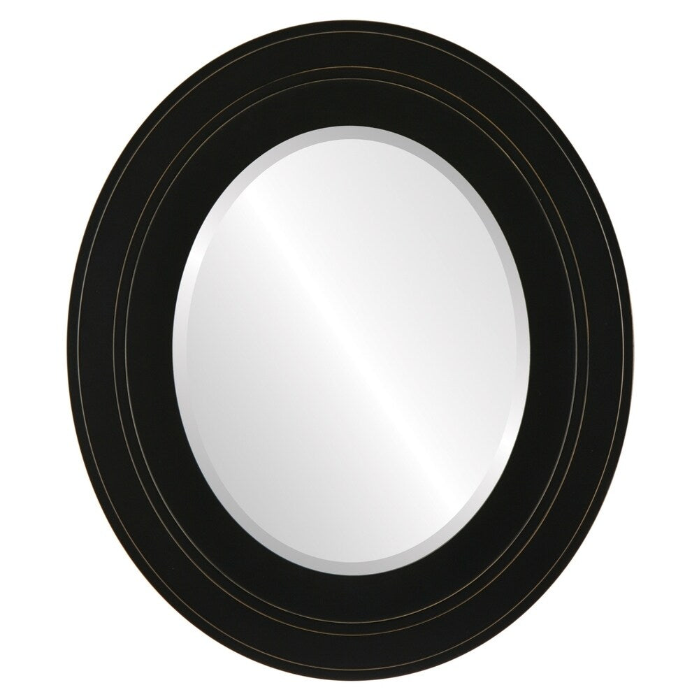 Palomar Framed Oval Mirror in Rubbed Black
