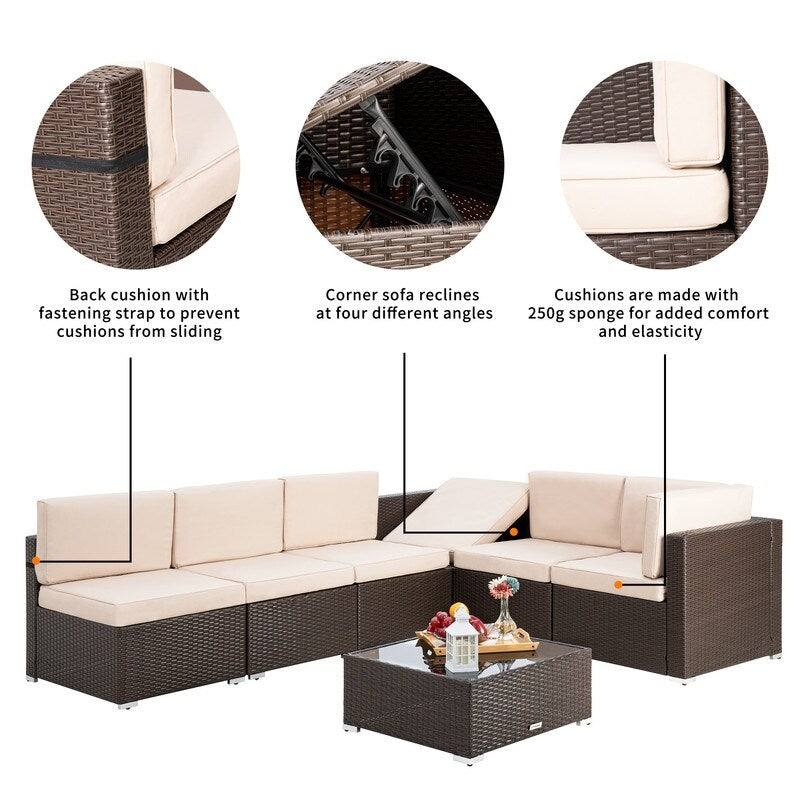 Pamapic 7-Piece Wicker Outdoor Sectional Set