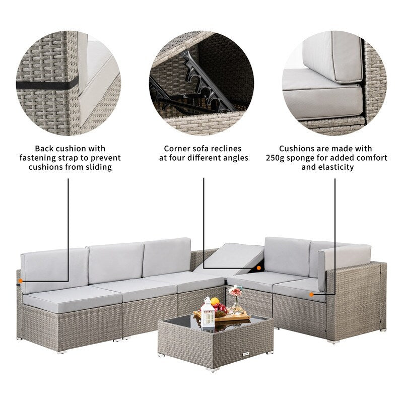 Pamapic 7-Piece Wicker Outdoor Sectional Set