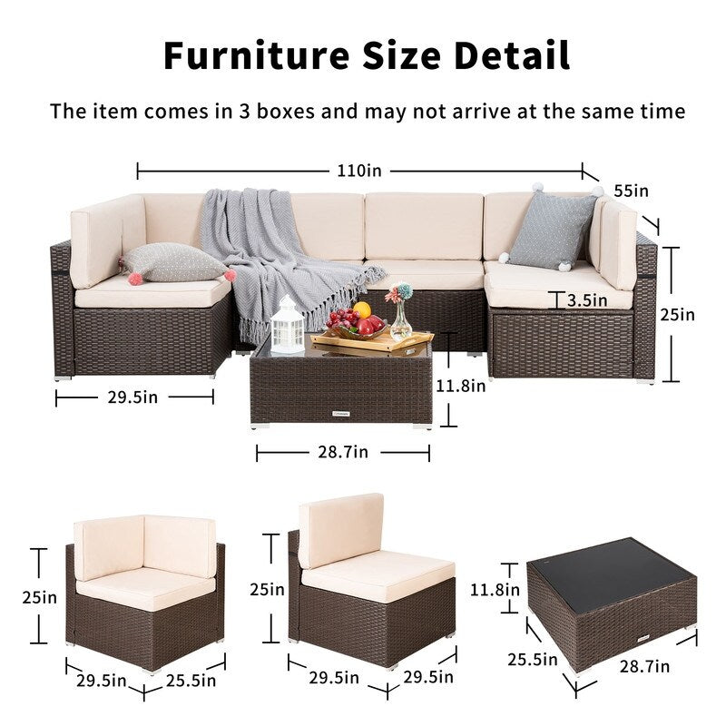 Pamapic 7-Piece Wicker Outdoor Sectional Set