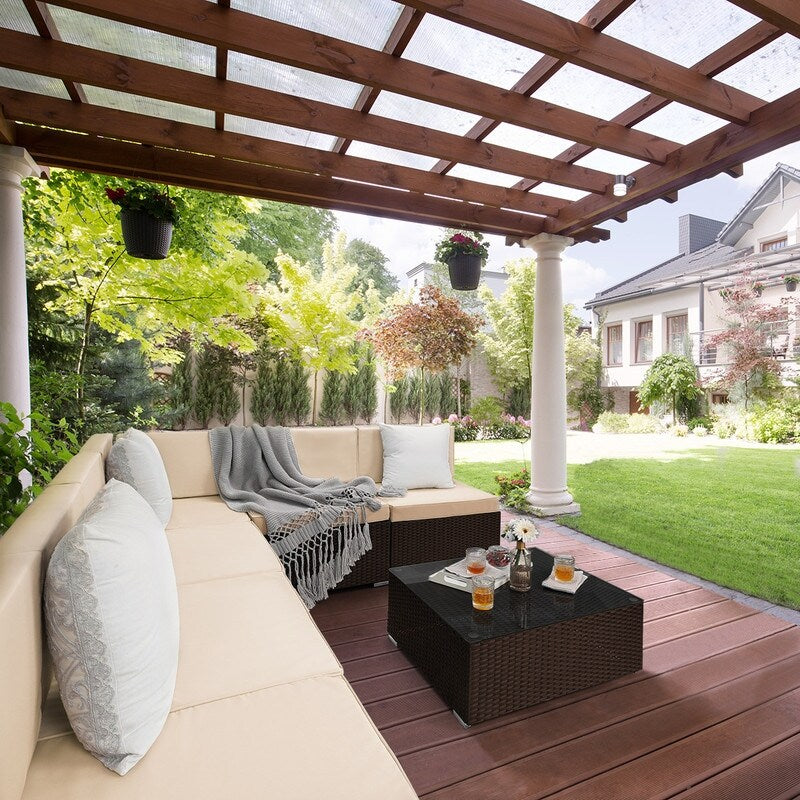Pamapic 7-Piece Wicker Outdoor Sectional Set