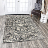 Swagger Collection Gray Floral Distress Rug