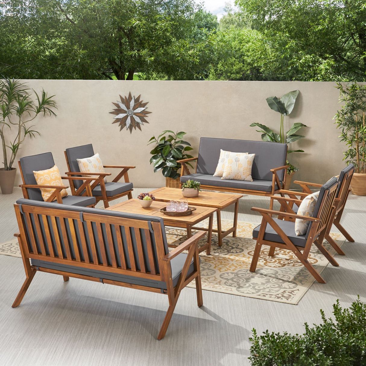 Panama Outdoor 8-piece Acacia Wood Chat Set by Christopher Knight Home