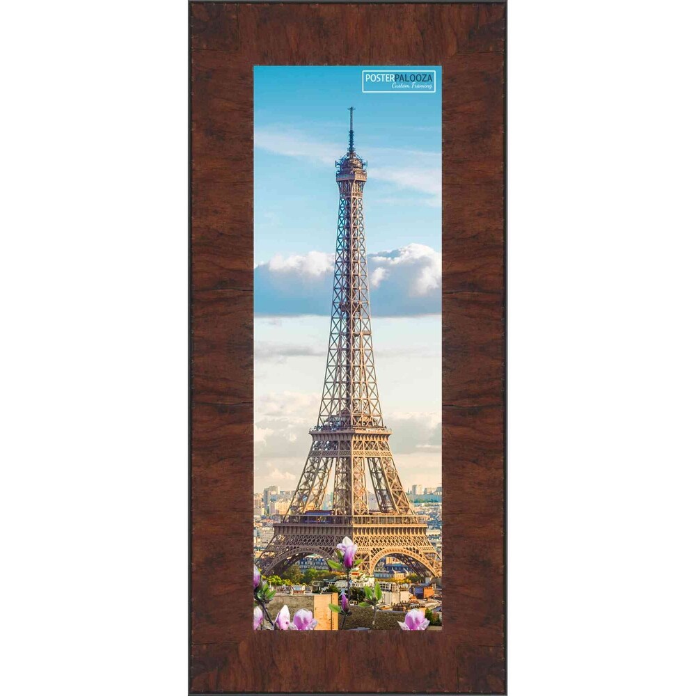 Panoramic or Puzzle Contemporary Walnut Complete Wood Panoramic Frame with UV Acrylic, Foam Board Backing, & Hardware