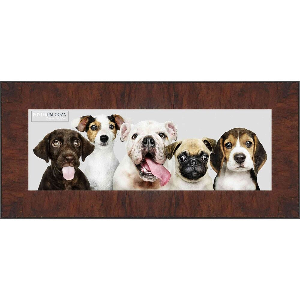 Panoramic or Puzzle Contemporary Walnut Complete Wood Panoramic Frame with UV Acrylic, Foam Board Backing, & Hardware