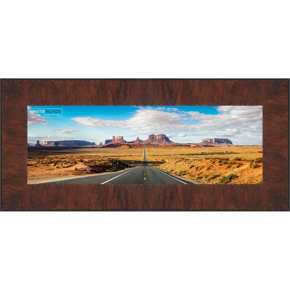Panoramic or Puzzle Contemporary Walnut Complete Wood Panoramic Frame with UV Acrylic, Foam Board Backing, & Hardware