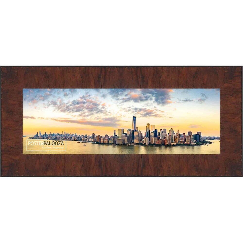 Panoramic or Puzzle Contemporary Walnut Complete Wood Panoramic Frame with UV Acrylic, Foam Board Backing, & Hardware