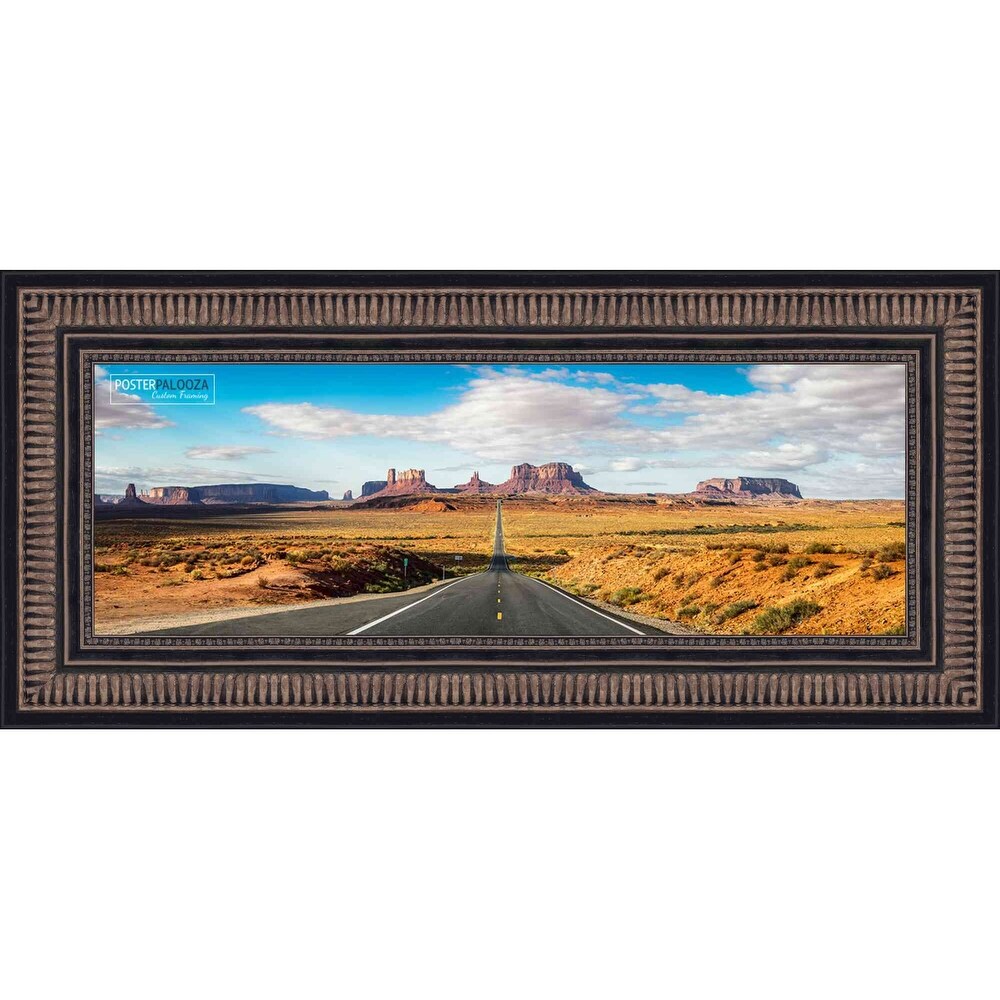 Panoramic or Puzzle Traditional Black Complete Wood Panoramic Frame with UV Acrylic, Foam Board Backing, & Hardware