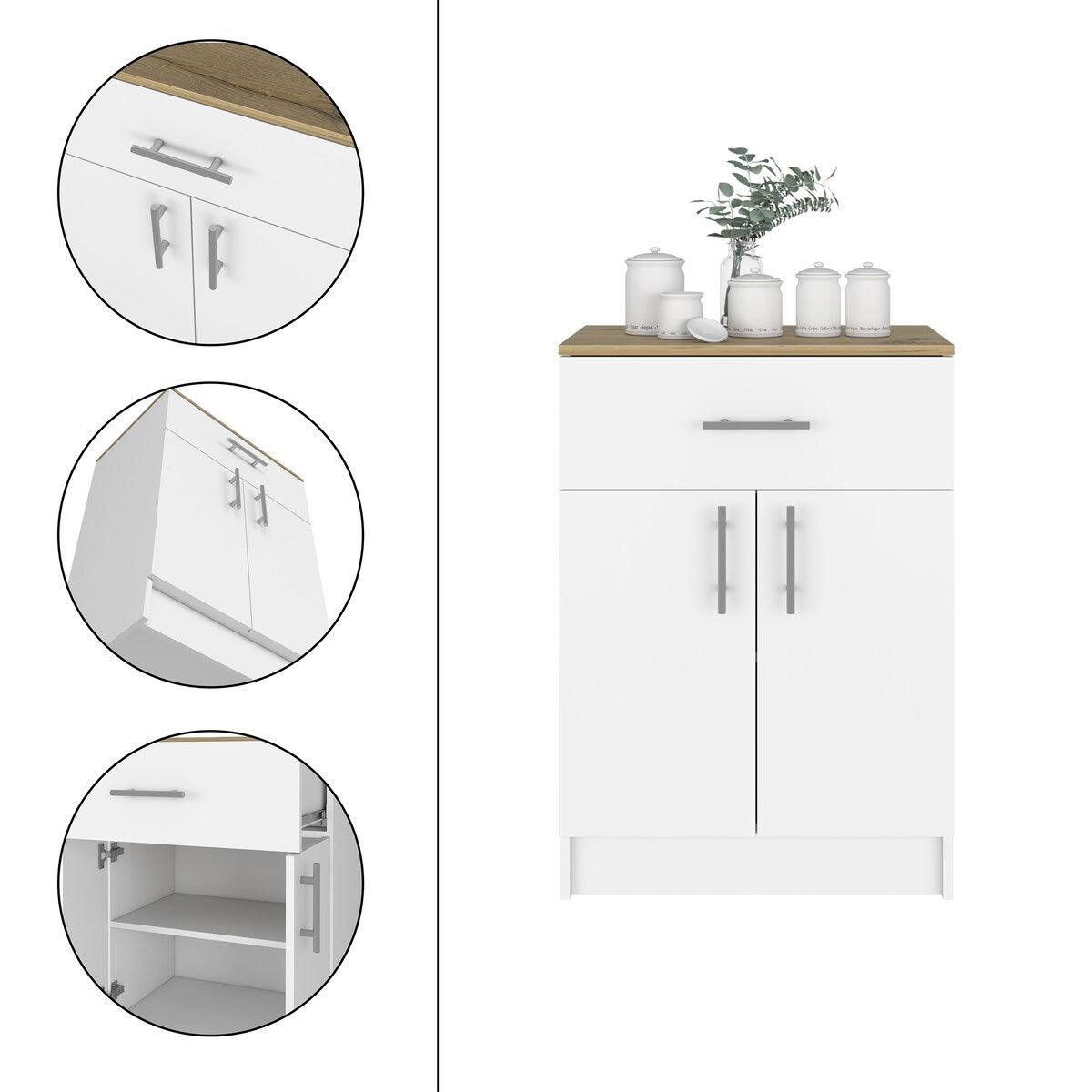 Pantry Cabinet With One Drawer Light Oak Finish